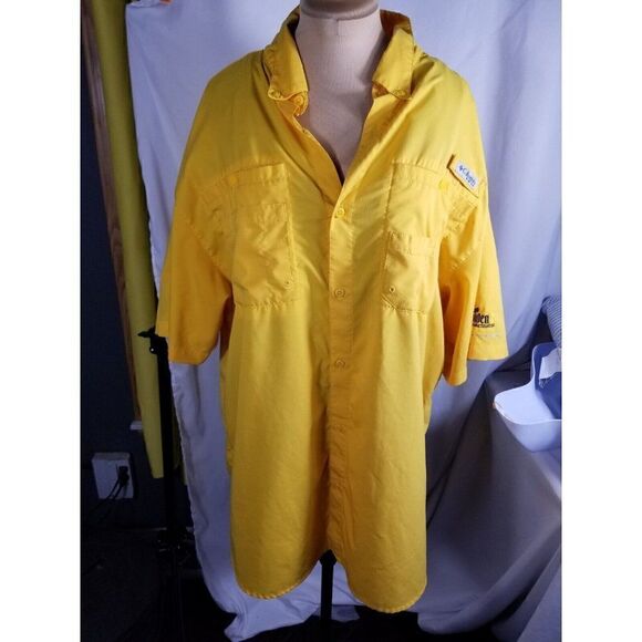Columbia PFG Short Sleeve Shirt Omni Shade, Yellow Men's Sz XL - Picture 1 of 7